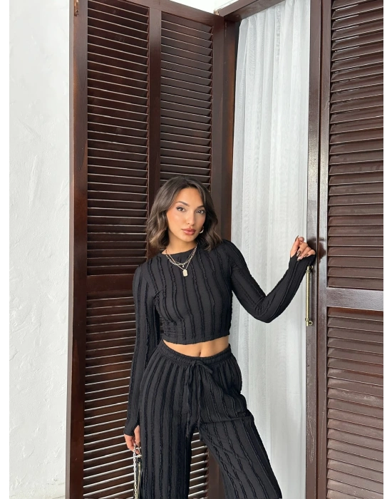 Ters Dikiş Cozy İkili Takım-siyah