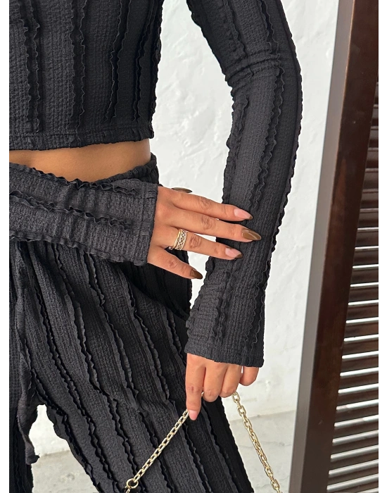 Ters Dikiş Cozy İkili Takım-siyah