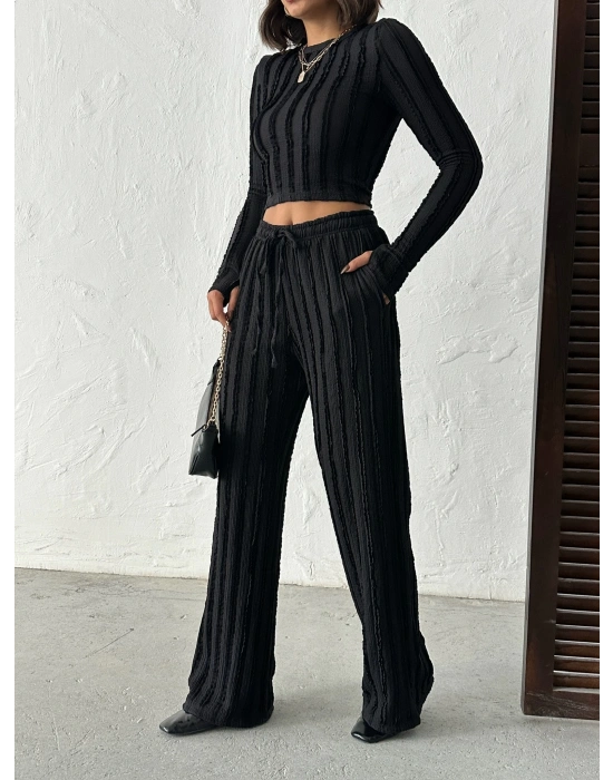 Ters Dikiş Cozy İkili Takım-siyah