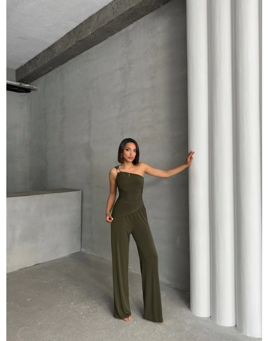 Tokalı Tek Omuz Takım-haki