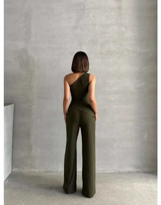 Tokalı Tek Omuz Takım-haki