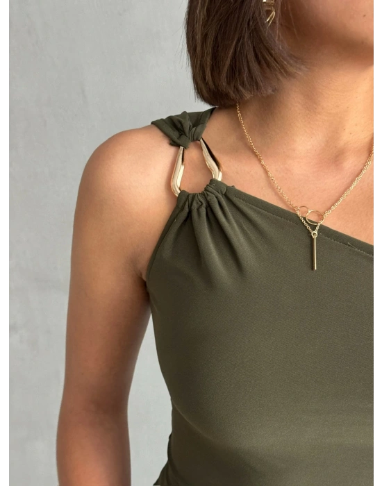 Tokalı Tek Omuz Takım-haki