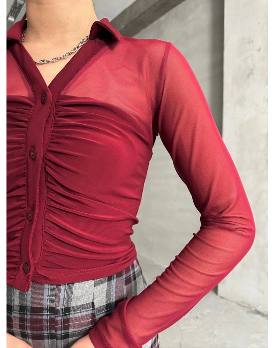 Tül Detaylı Gömlek