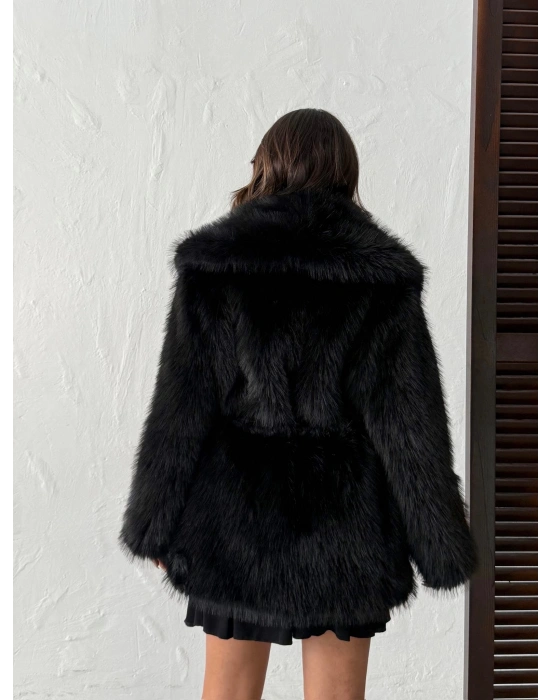 Winter Luxe Kürk Mont-siyah
