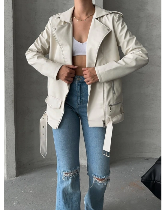 ZR Model Krem Deri Ceket