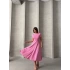 Dikiş Detaylı Midi Elbise-pembe