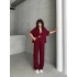 Gofre Kumaş Gömlekli Takım-bordo