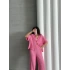 Gofre Kumaş Gömlekli Takım-pembe