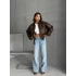 Luxe Bomber Deri Ceket-kahve