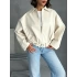 Luxe Bomber Deri Ceket-krem