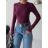 Parmak Geçmeli Bisiklet Yaka Bluz-bordo
