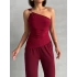 Tokalı Tek Omuz Takım-bordo