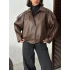 Urban Oversize Deri Ceket-kahve
