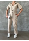 Gabardin Kısa Kollu Tulum