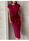 Bağlamalı Modal Elbise -bordo