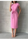Bağlamalı Modal Elbise -pembe