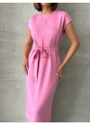 Bağlamalı Modal Elbise -pembe