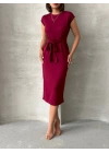 Bağlamalı Modal Elbise -bordo