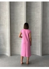 Bağlamalı Modal Elbise -pembe
