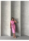 Bağlamalı Modal Elbise -pembe