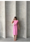 Bağlamalı Modal Elbise -pembe