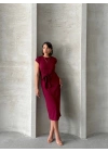 Bağlamalı Modal Elbise -bordo