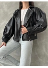 Balon Kol Deri Ceket
