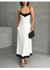 Çift Renk Modal Elbise-beyaz