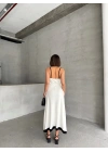 Çift Renk Modal Elbise-beyaz