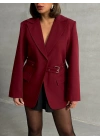 Kemer Detaylı Blazer Ceket-bordo
