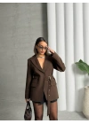 Kemer Detaylı Blazer Ceket-kahve