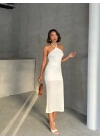 Neckline Elbise -beyaz