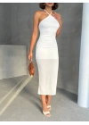 Neckline Elbise -beyaz