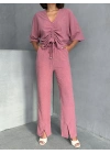 Önden Büzgülü Takım-pembe