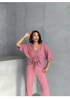 Önden Büzgülü Takım-pembe