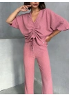 Önden Büzgülü Takım-pembe
