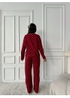 Pinterest Uzun Kollu Pijama-bordo
