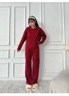 Pinterest Uzun Kollu Pijama-bordo