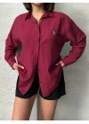 Teddy Nakışlı Gömlek-bordo