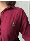 Teddy Nakışlı Gömlek-bordo