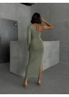 Tek Omuz Uzun Kollu elbise- yeşil
