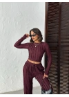 Ters Dikiş Cozy İkili Takım-bordo