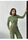 Ters Dikişli Büzgülü Takım-yeşil