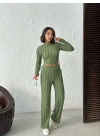 Ters Dikişli Büzgülü Takım-yeşil