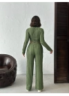 Ters Dikişli Büzgülü Takım-yeşil