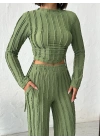 Ters Dikişli Büzgülü Takım-yeşil