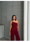 Tokalı Tek Omuz Takım-bordo