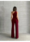 Tokalı Tek Omuz Takım-bordo