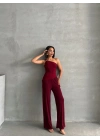 Tokalı Tek Omuz Takım-bordo
