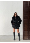 Winter Luxe Kürk Mont-siyah